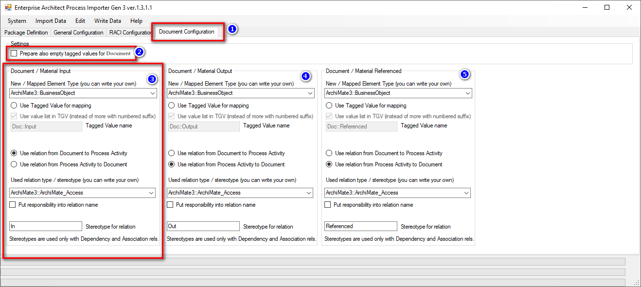 Document configuration